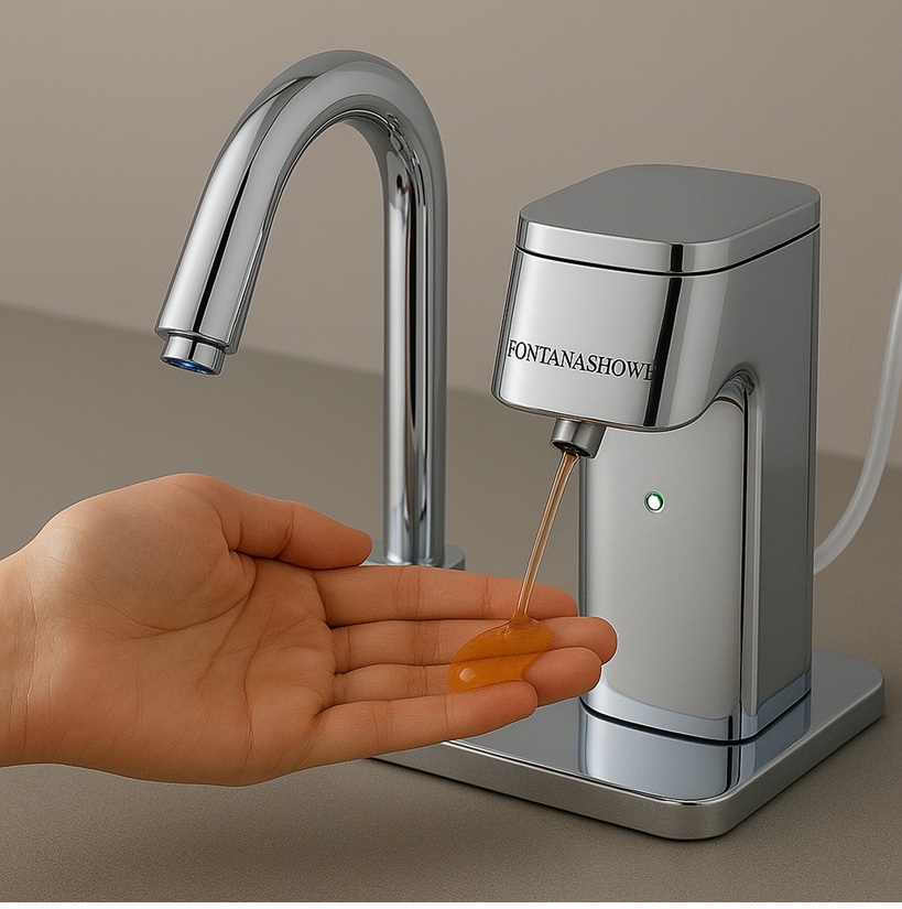 Promotional-style banner used to communicate modern touchless restroom fixture concepts.