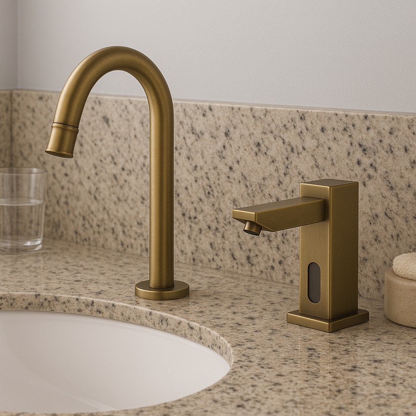 Banner: Multiple finish options for touchless faucet/soap.