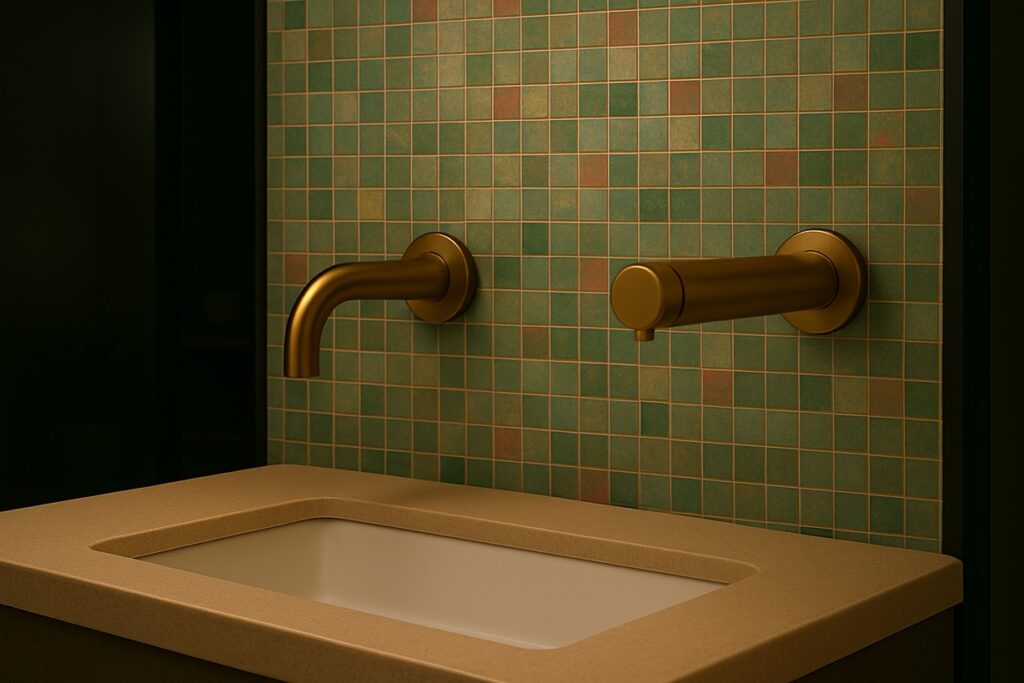 Commercial restroom in transit setting.