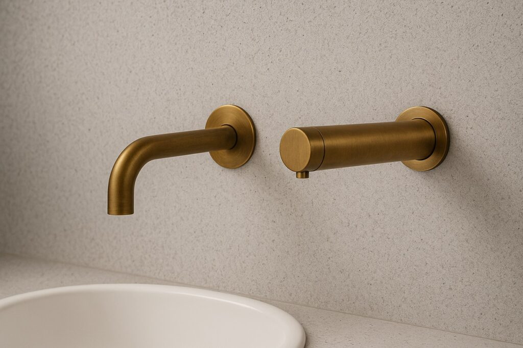 Touchless faucets in modern office.