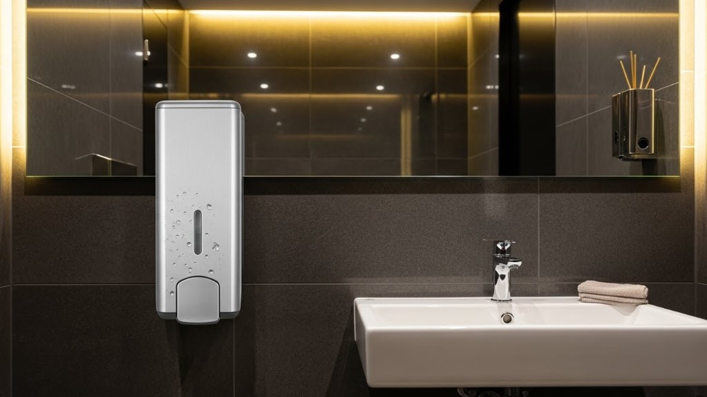 a balanced mounted soap dispenser