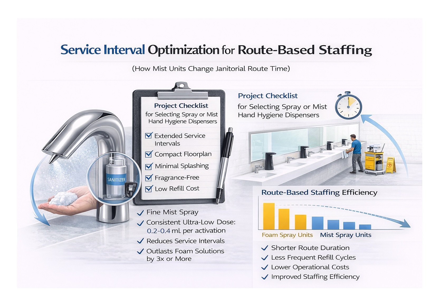 Project checklist for selecting spray or mist hand hygiene dispensers