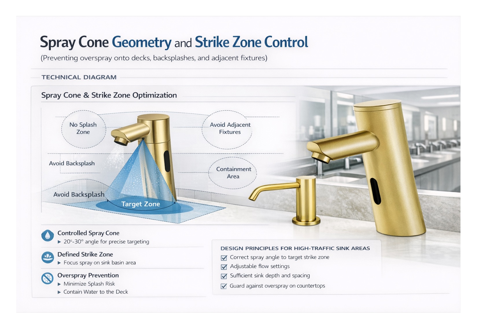 High-traffic commercial sink line designed for fast user turnover
