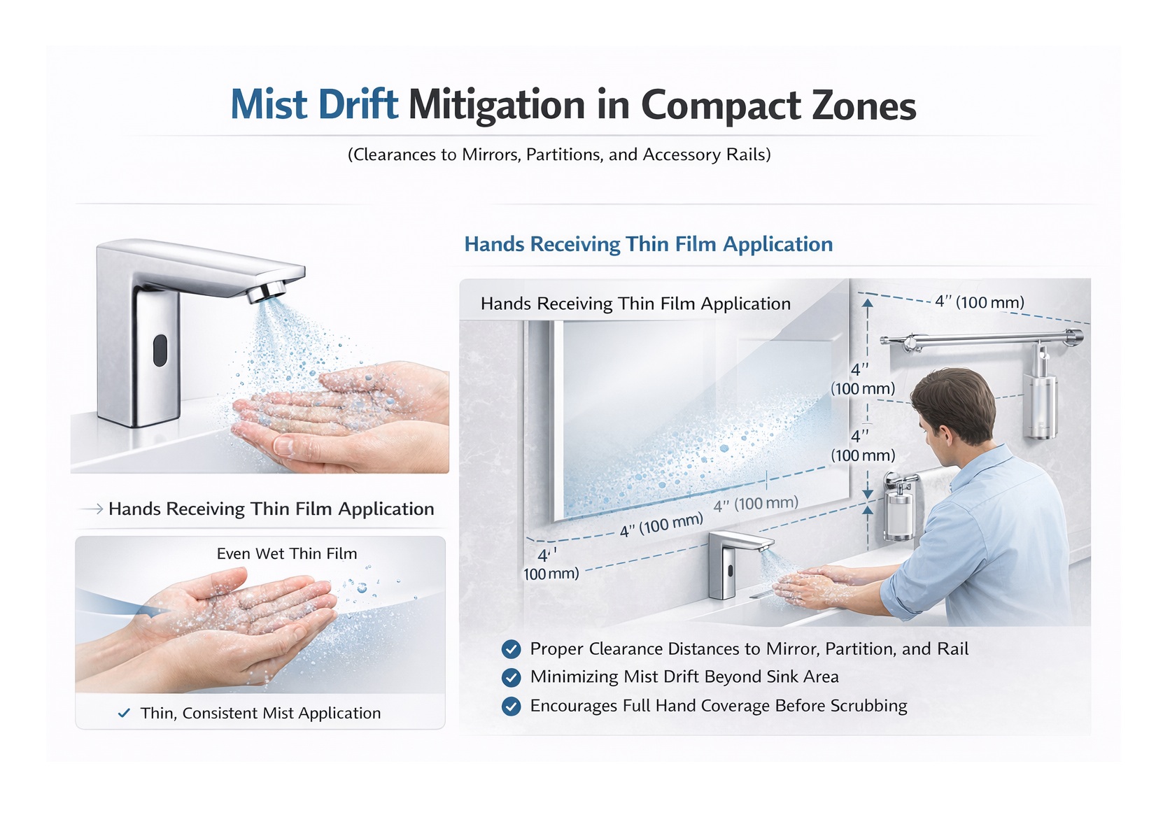 Hands receiving a thin film application for full coverage before scrubbing