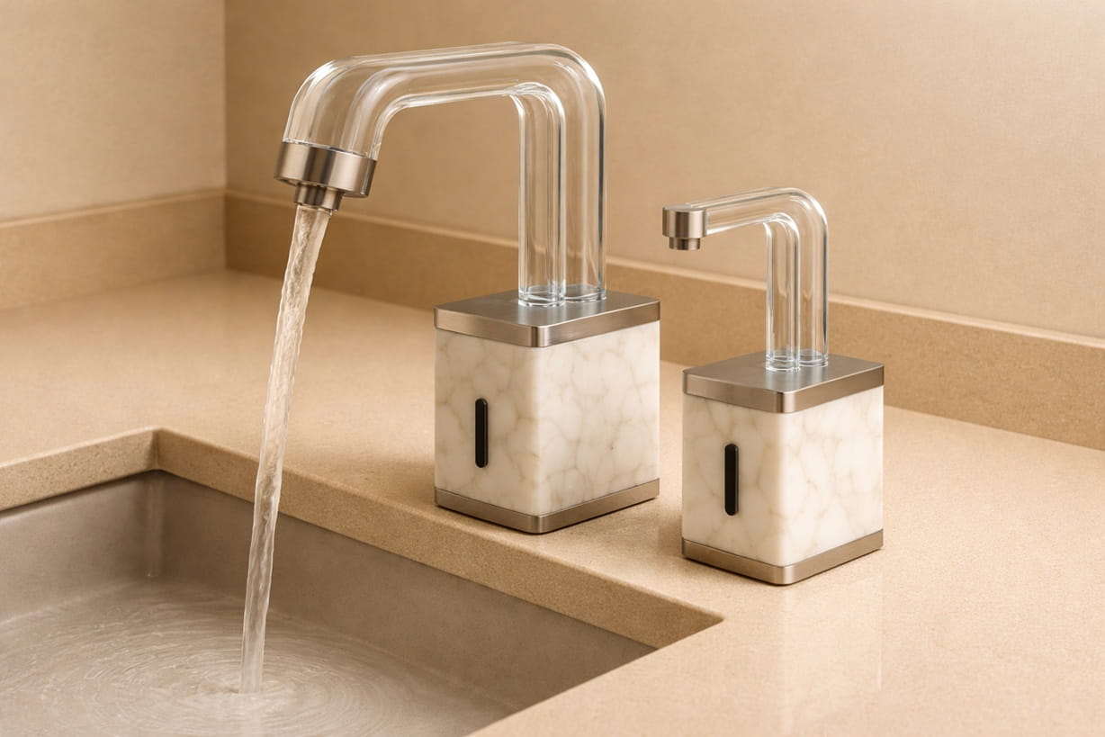 Best multifeed soap dispenser system example, showing central tank feeding multiple dispensers.