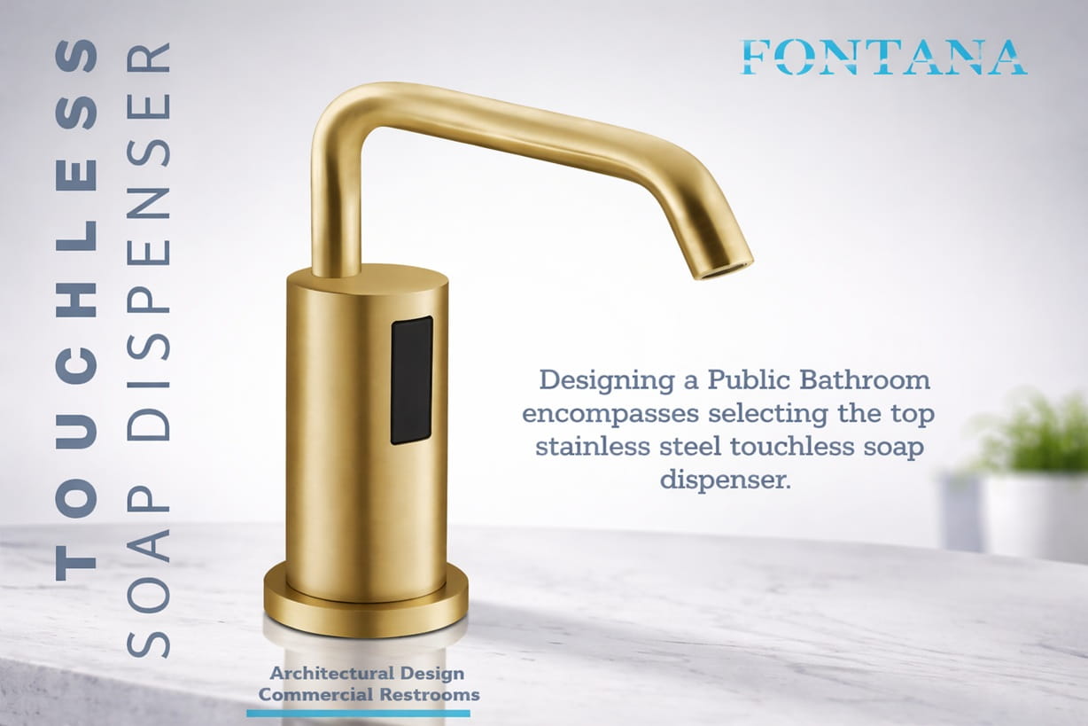 commercial automatic soap dispenser touchless handwashing system in public restroom AEC design