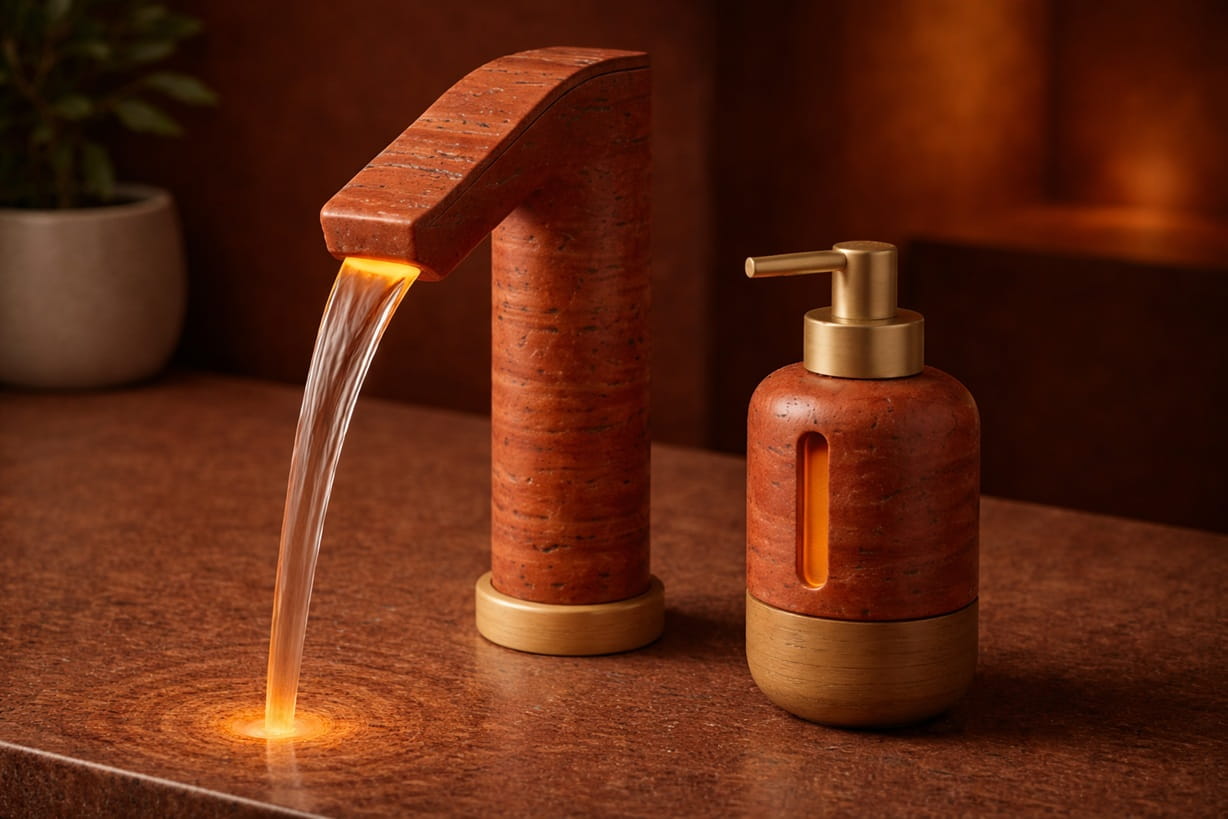 Smart restroom monitoring system showing connected touchless soap dispensers with real-time usage tracking and facility management dashboard