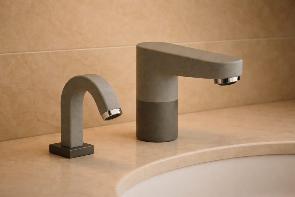 Under-counter multifeed soap reservoir feeding multiple automatic dispensers.