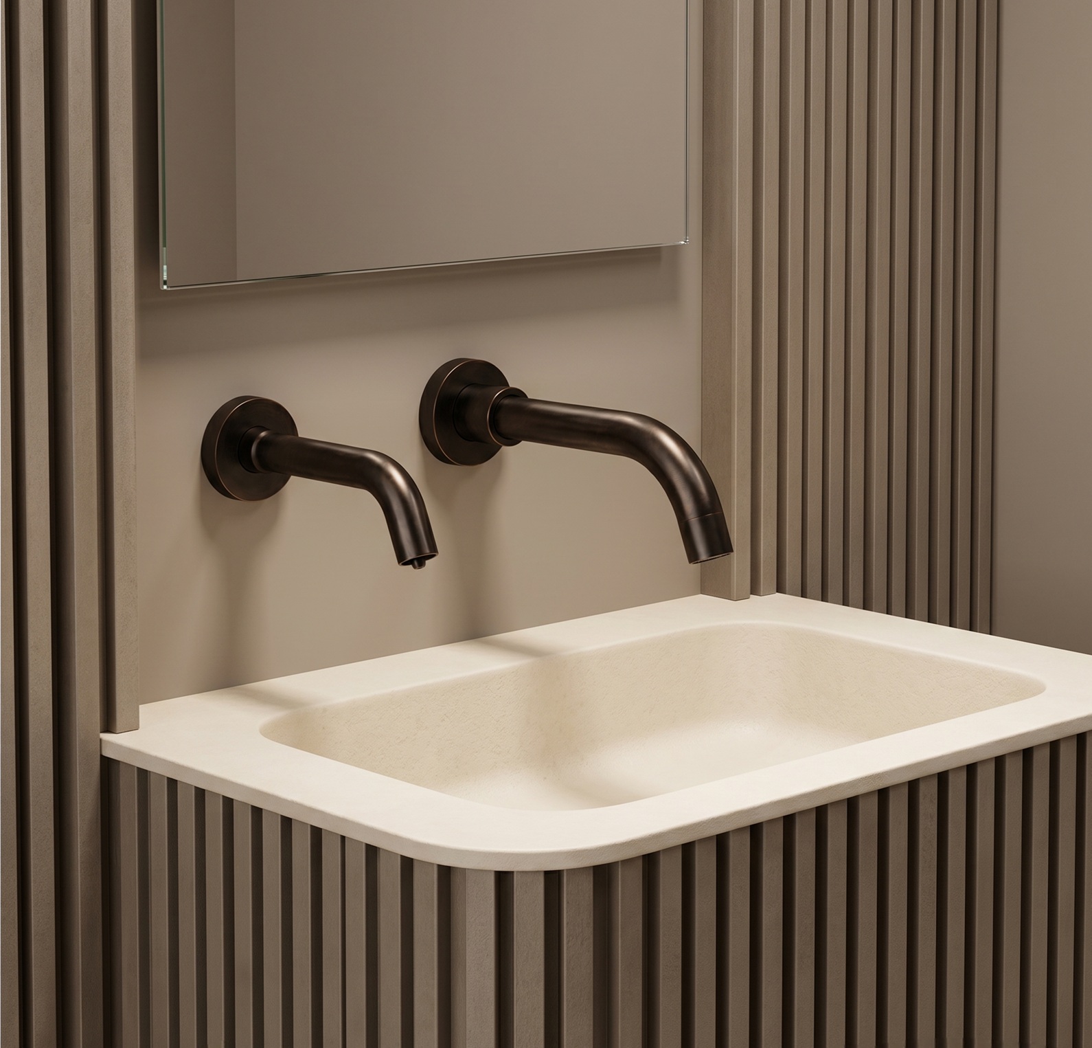 Touchless faucet and soap dispenser system in a commercial restroom
