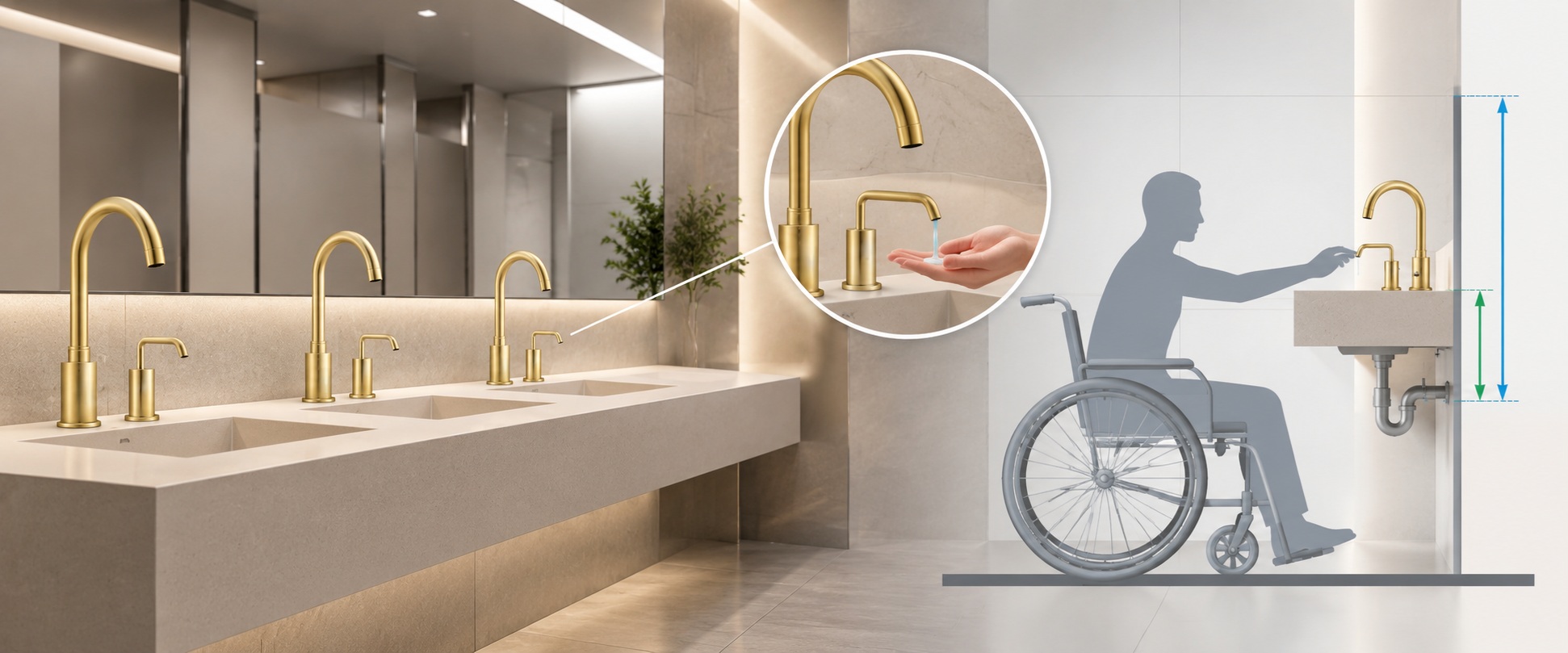 ADA soap dispenser reach condition and accessible mounting height coordination