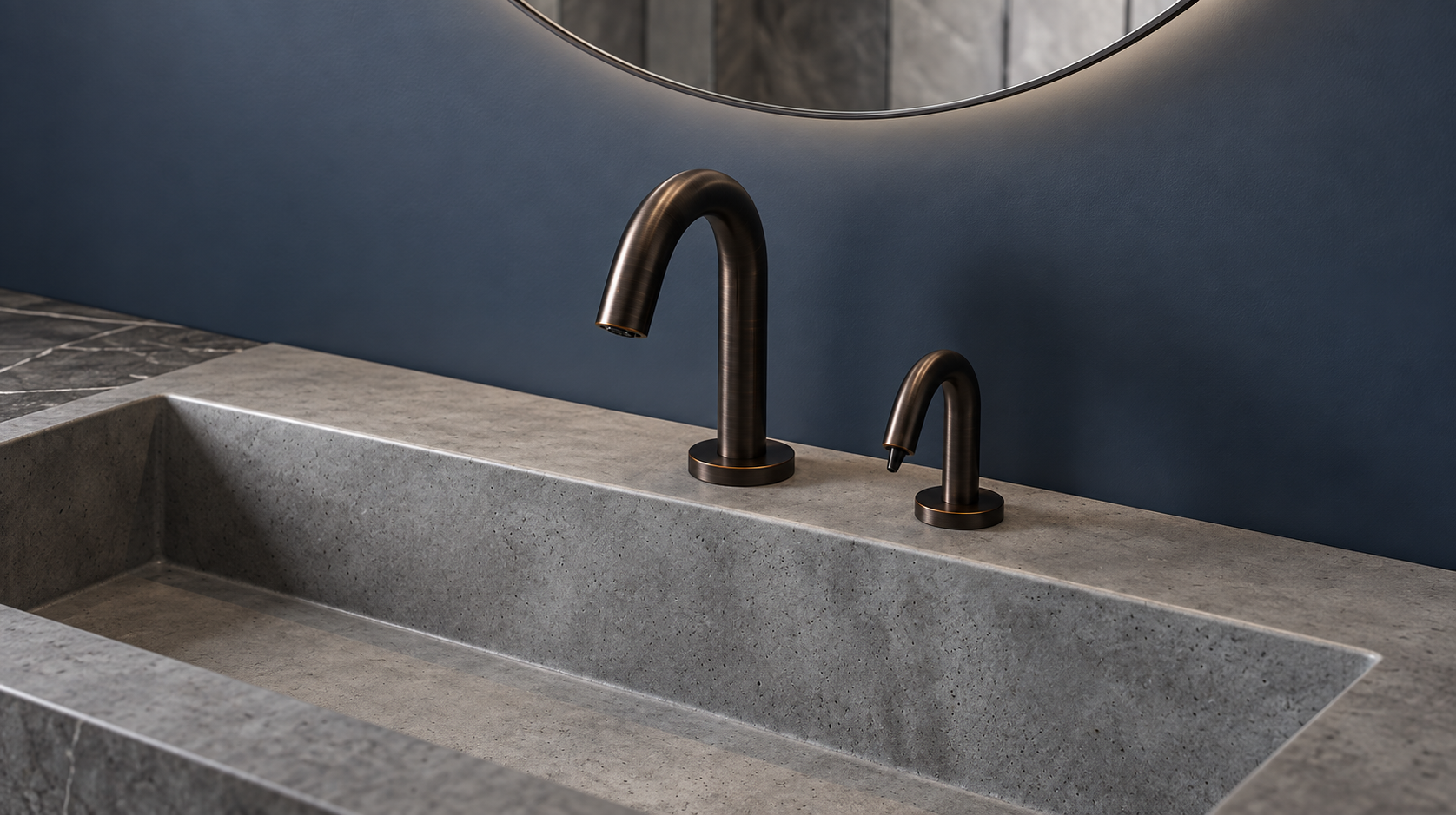Technical diagram of a multifeed soap dispenser system supplying several sinks from one central tank