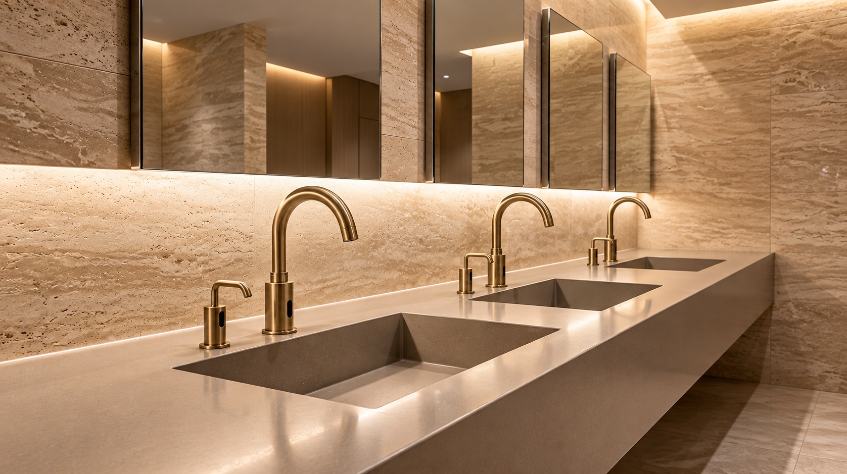 Commercial multifeed soap dispensing system serving multiple restroom sink positions