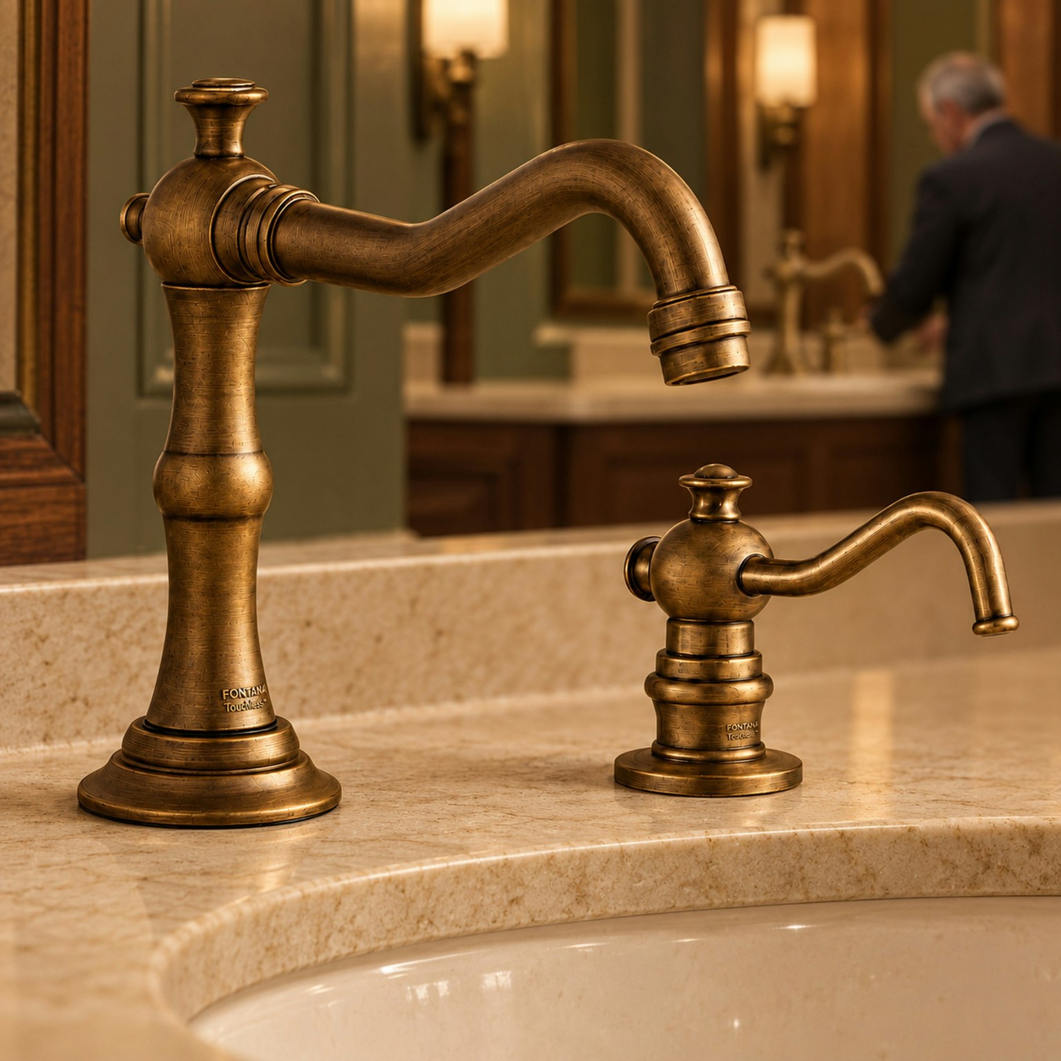 Brushed gold deck-mounted automatic soap dispenser
